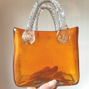 Elegant Amber Glass Handbag Vase